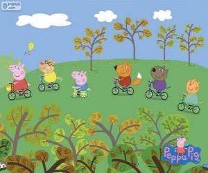 yapboz Peppa Pig ve arkadaşları tarafından Bisiklet